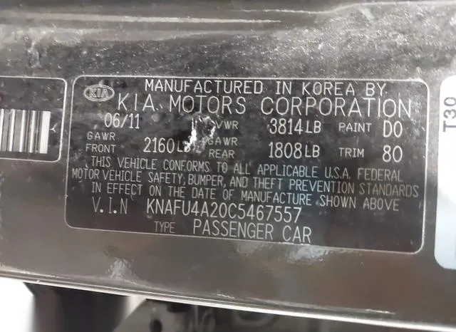 KNAFU4A20C5467557 2012 2012 KIA Forte- EX 9