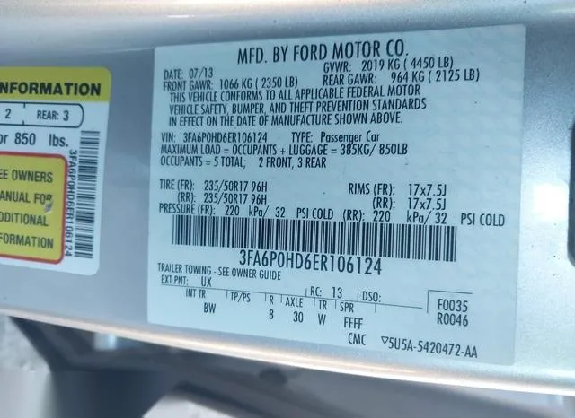 3FA6P0HD6ER106124 2014 2014 Ford Fusion- SE 9