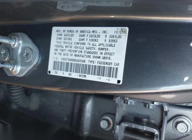 1HGCP26898A045348 2008 2008 Honda Accord- 2-4 Ex-L 9