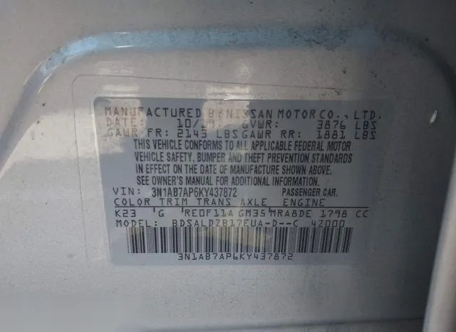 3N1AB7AP6KY437872 2019 2019 Nissan Sentra- SV 9