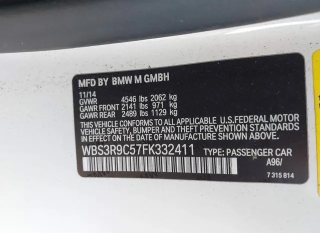 WBS3R9C57FK332411 2015 2015 BMW M4 9