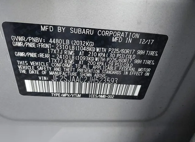 JF2SJAAC2JH523593 2018 2018 Subaru Forester- 2-5I 9