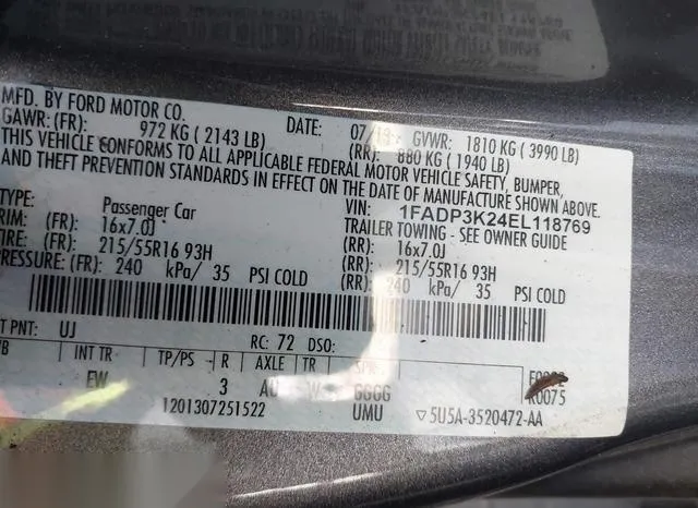 1FADP3K24EL118769 2014 2014 Ford Focus- SE 9