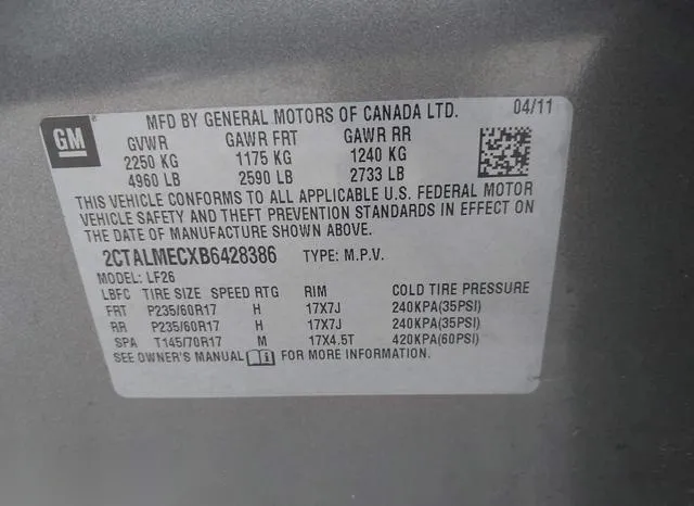 2CTALMECXB6428386 2011 2011 GMC Terrain- Sle 9