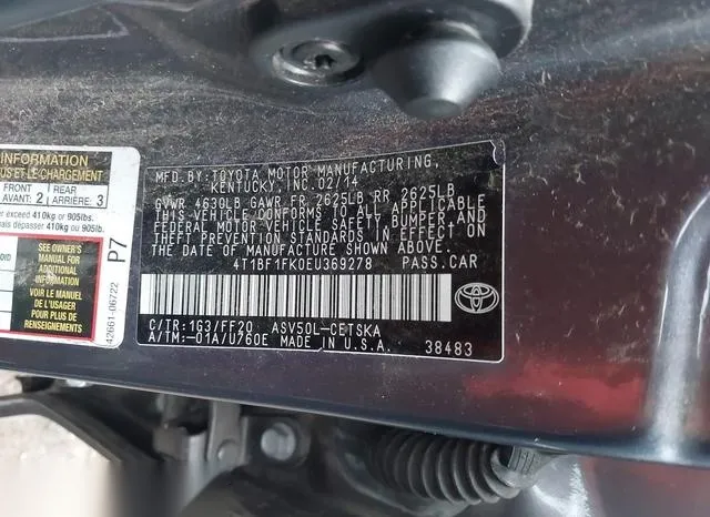 4T1BF1FK0EU369278 2014 2014 Toyota Camry- SE 9