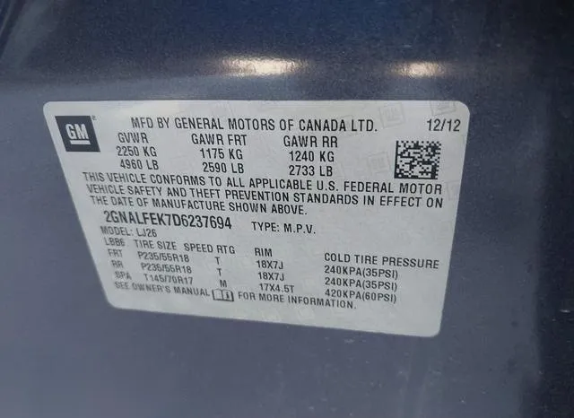 2GNALFEK7D6237694 2013 2013 Chevrolet Equinox- Ltz 9