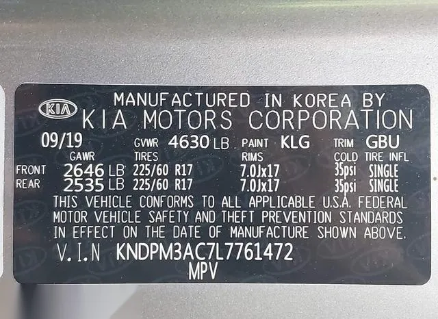 KNDPM3AC7L7761472 2020 2020 KIA Sportage- LX 9