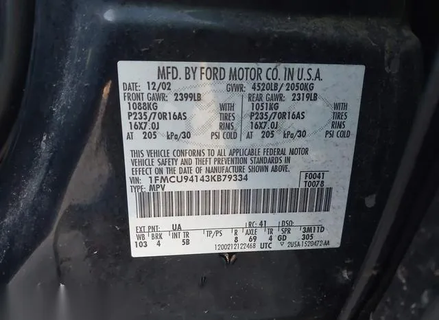 1FMCU94143KB79334 2003 2003 Ford Escape- Limited 9