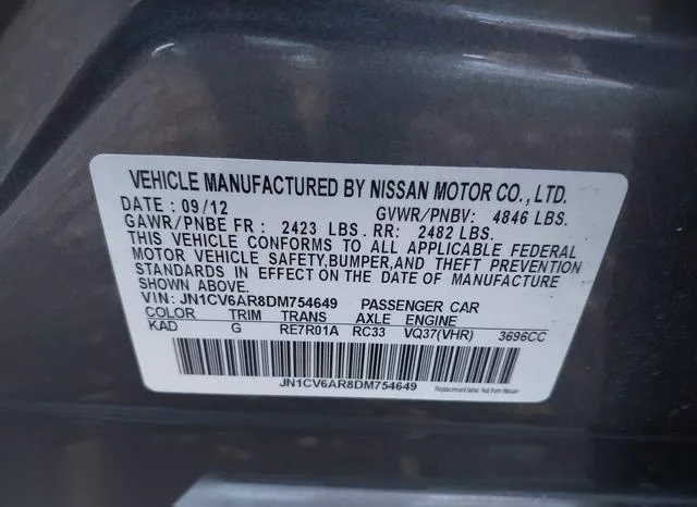 JN1CV6AR8DM754649 2013 2013 Infiniti G37X 9