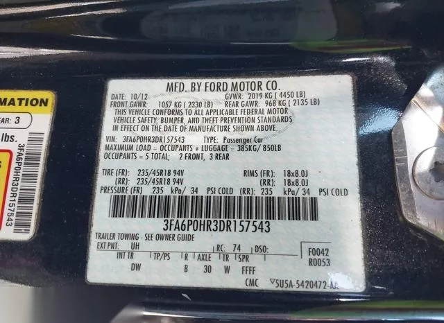 3FA6P0HR3DR157543 2013 2013 Ford Fusion- SE 9