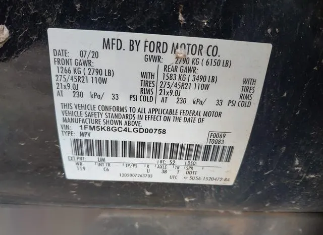 1FM5K8GC4LGD00758 2020 2020 Ford Explorer- ST 9