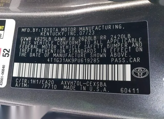 4T1G31AK9PU619285 2023 2023 Toyota Camry- Se Hybrid 9