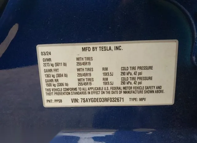 7SAYGDED3RF032671 2024 2024 Tesla Model Y- Long Range Dual 9