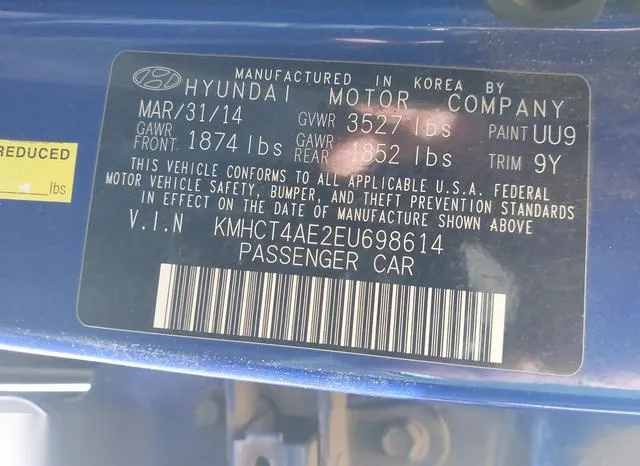 KMHCT4AE2EU698614 2014 2014 Hyundai Accent- Gls 9