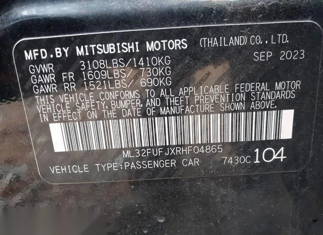 ML32FUFJXRHF04865 2024 2024 Mitsubishi Mirage- G4 ES 9