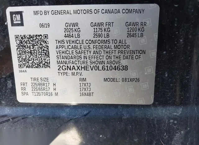 2GNAXHEV0L6104638 2020 2020 Chevrolet Equinox- Fwd Ls 9