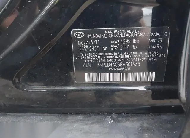 5NPEB4AC6BH301538 2011 2011 Hyundai Sonata- Gls 9