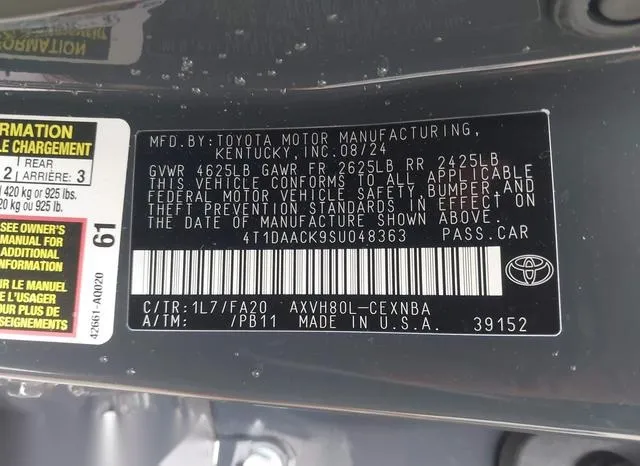 4T1DAACK9SU048363 2025 2025 Toyota Camry- LE 9