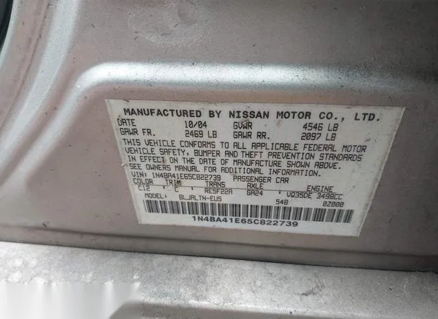 1N4BA41E65C822739 2005 2005 Nissan Maxima- Se/Sl 9