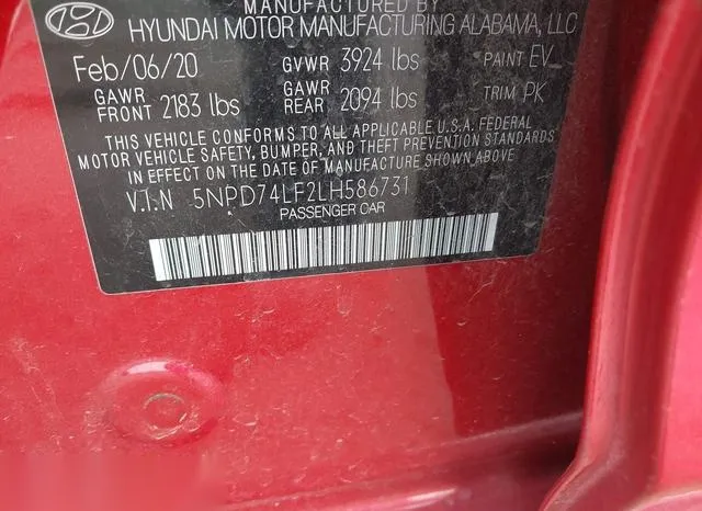 5NPD74LF2LH586731 2020 2020 Hyundai Elantra- SE 9