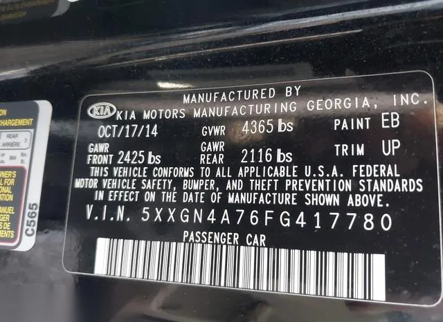 5XXGN4A76FG417780 2015 2015 KIA Optima- EX 9