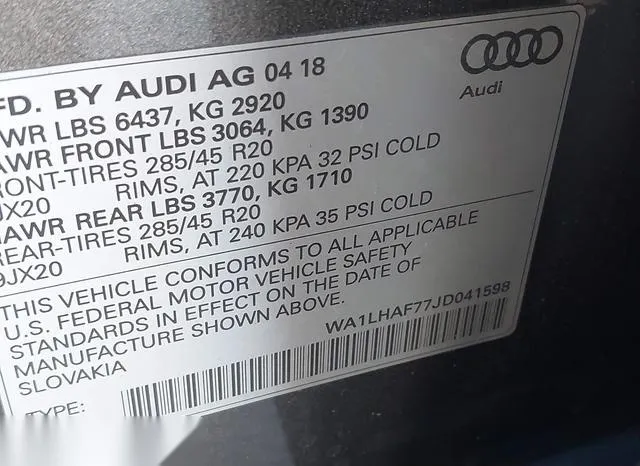 WA1LHAF77JD041598 2018 2018 Audi Q7- 2-0T Premium 9