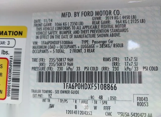 1FA6P0HDXF5108866 2015 2015 Ford Fusion- SE 9