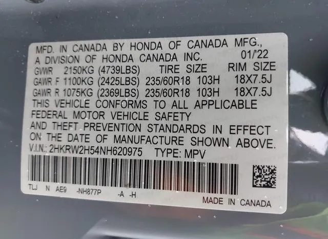 2HKRW2H54NH620975 2022 2022 Honda CR-V- Awd Ex 9