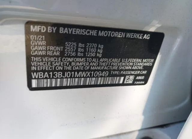 WBA13BJ01MWX10949 2021 2021 BMW 5 Series- 530I Xdrive 9