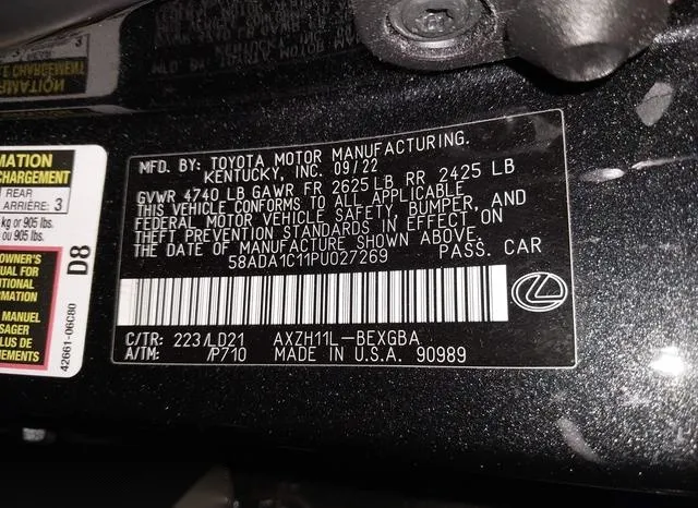 58ADA1C11PU027269 2023 2023 Lexus ES- 300H 9