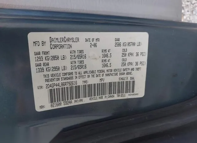 2D4GP44L86R792616 2006 2006 Dodge Grand Caravan- Sxt 9