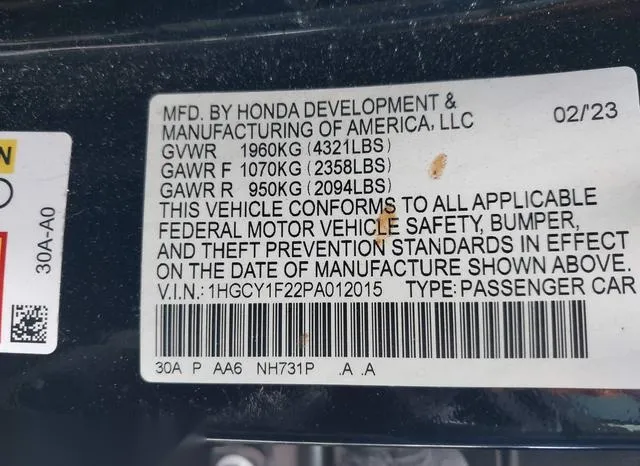 1HGCY1F22PA012015 2023 2023 Honda Accord- LX 9