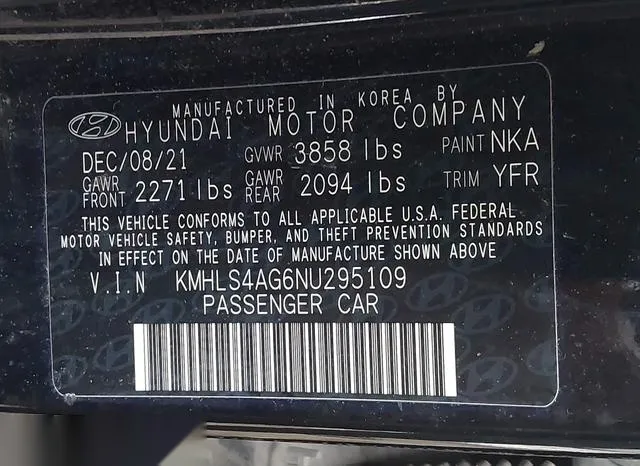 KMHLS4AG6NU295109 2022 2022 Hyundai Elantra- Sel 9