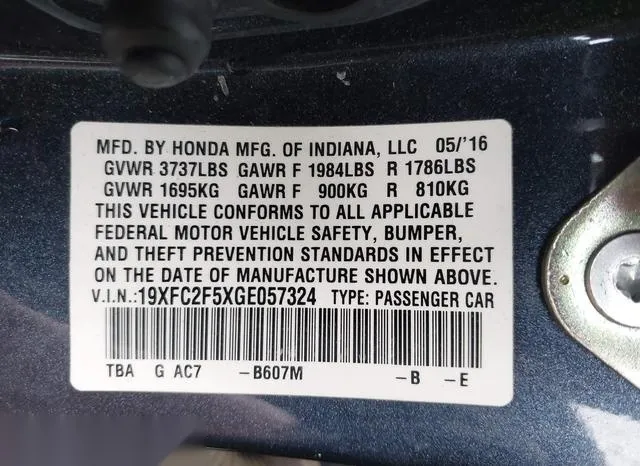 19XFC2F5XGE057324 2016 2016 Honda Civic- LX 9