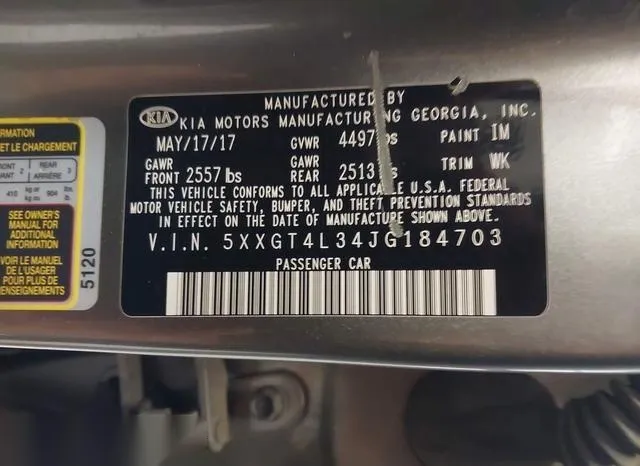 5XXGT4L34JG184703 2018 2018 KIA Optima- LX 9