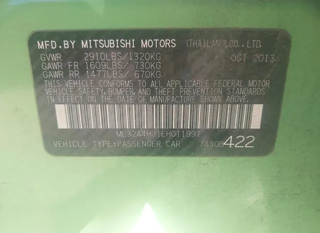 ML32A4HJ1EH011997 2014 2014 Mitsubishi Mirage- ES 9