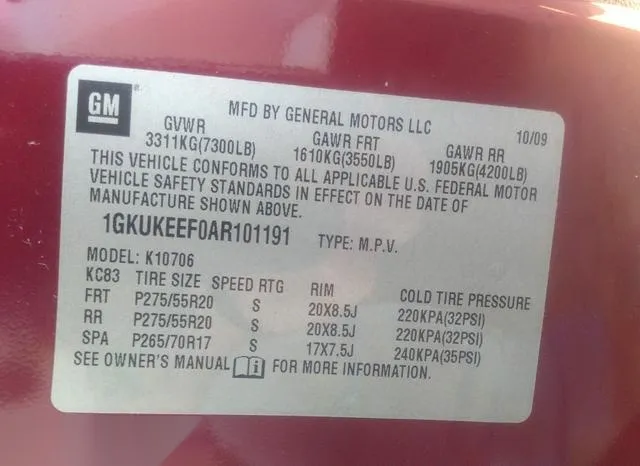 1GKUKEEF0AR101191 2010 2010 GMC Yukon- Denali 9