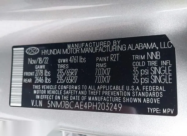 5NMJBCAE4PH203249 2023 2023 Hyundai Tucson- Sel 9