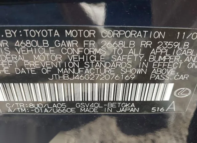 JTHBJ46G272076169 2007 2007 Lexus ES- 350 9