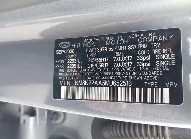 KM8K22AA5MU652516 2021 2021 Hyundai Kona- Sel 9