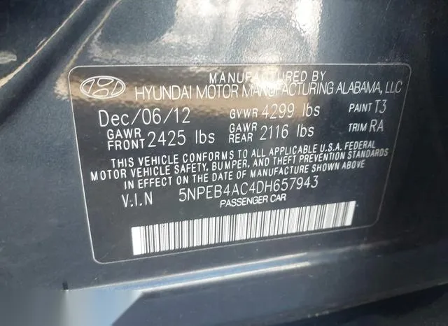 5NPEB4AC4DH657943 2013 2013 Hyundai Sonata- Gls 9