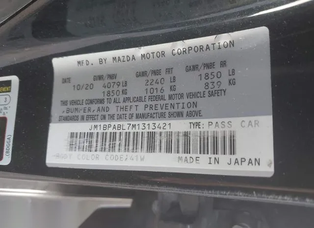 JM1BPABL7M1313421 2021 2021 Mazda 3- Select 9