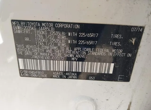 JTMZFREVXEJ020272 2014 2014 Toyota RAV4- LE 9