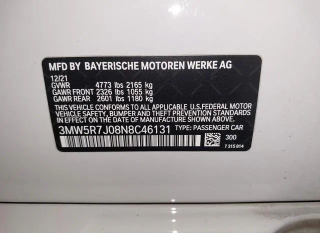 3MW5R7J08N8C46131 2022 2022 BMW 3 Series- 330I Xdrive 9