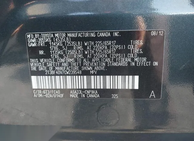 2T3BF4DV7CW239548 2012 2012 Toyota RAV4 9