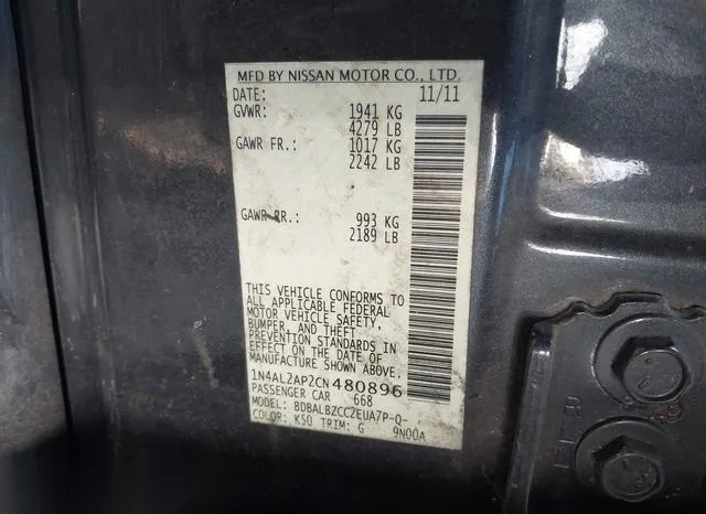 1N4AL2AP2CN480896 2012 2012 Nissan Altima- 2-5 S 9