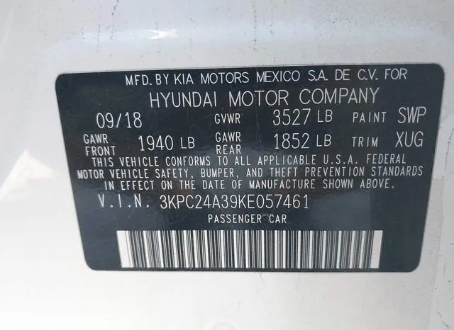 3KPC24A39KE057461 2019 2019 Hyundai Accent- SE 9