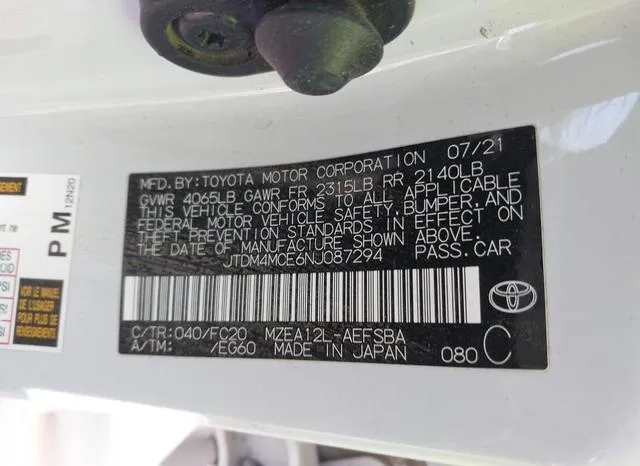 JTDM4MCE6NJ087294 2022 2022 Toyota Corolla- Se 6Mt 9