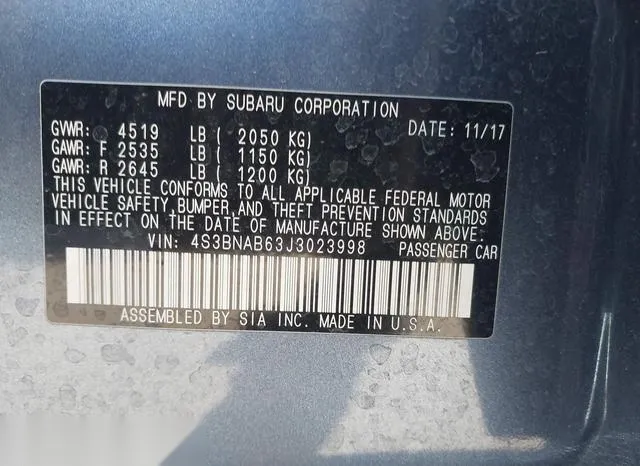 4S3BNAB63J3023998 2018 2018 Subaru Legacy- 2-5I 9