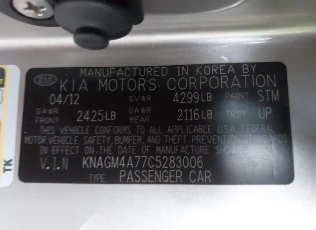 KNAGM4A77C5283006 2012 2012 KIA Optima- LX 9